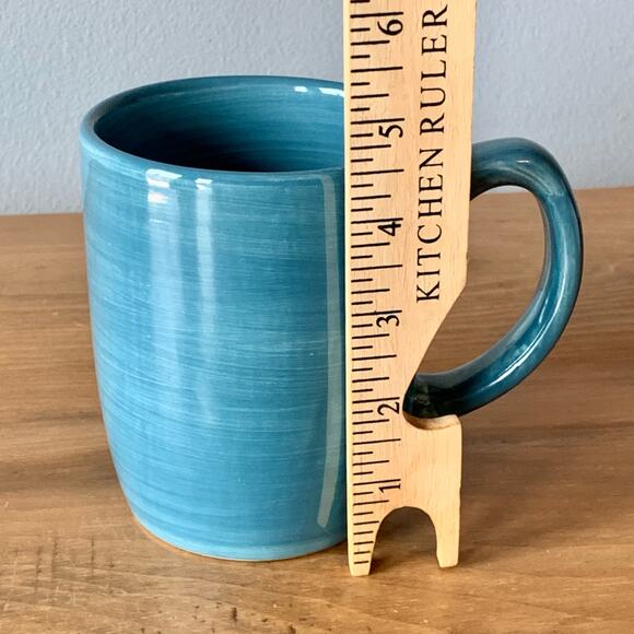 Pier 1 Coffee Mugs Essential Colours Teal 2 Discontinued Chunky Hand Painted - Picture 10 of 11